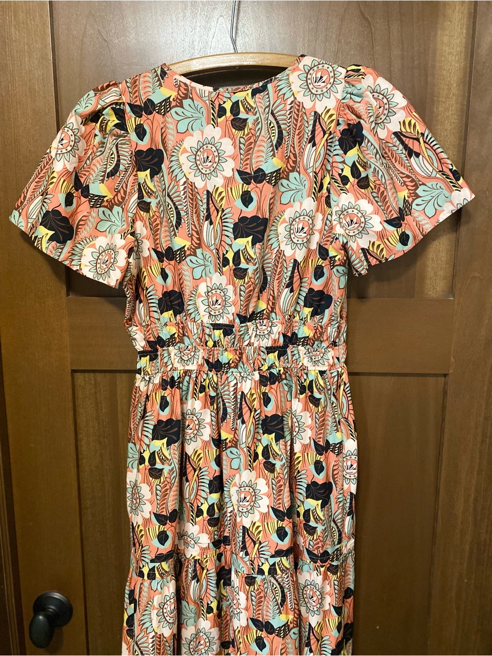 NWT Anthropologie Somerset Tiered Maxi Dress S Pastel Coral Floral Pockets Flowy - Picture 9 of 13